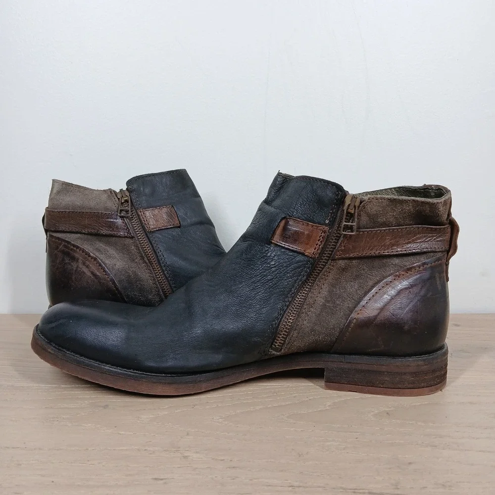 Coxx Borba McArter Boots Mens 12 Black Leather Ankle Moto Casual